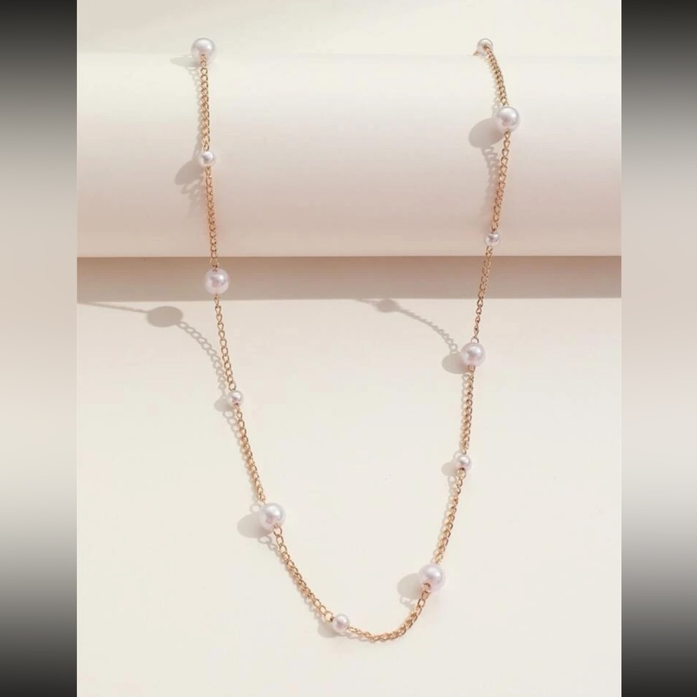 Faux Pearl Decor gold Necklace - Picture 3 of 3